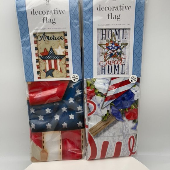 2 DECORATIVE FLAGS LARGE SIZE 28 X40 DOUBLE SIDED - Picture 10 of 14
